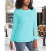imageMAGCOMSEN Womens LongSleeve CrewNeck Cotton TShirt ClassicFit Shirt Soft Breathable Casual Tee Basic TopsLight Lakeblue
