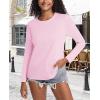 imageMAGCOMSEN Womens LongSleeve CrewNeck Cotton TShirt ClassicFit Shirt Soft Breathable Casual Tee Basic TopsLight Pink