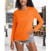 imageMAGCOMSEN Womens LongSleeve CrewNeck Cotton TShirt ClassicFit Shirt Soft Breathable Casual Tee Basic TopsOrange
