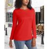 imageMAGCOMSEN Womens LongSleeve CrewNeck Cotton TShirt ClassicFit Shirt Soft Breathable Casual Tee Basic TopsTomato Red