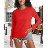 imageMAGCOMSEN Womens LongSleeve CrewNeck Cotton TShirt ClassicFit Shirt Soft Breathable Casual Tee Basic TopsTomato Red