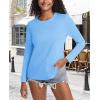imageMAGCOMSEN Womens LongSleeve CrewNeck Cotton TShirt ClassicFit Shirt Soft Breathable Casual Tee Basic TopsWaterfall Blue