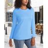 imageMAGCOMSEN Womens LongSleeve CrewNeck Cotton TShirt ClassicFit Shirt Soft Breathable Casual Tee Basic TopsWaterfall Blue