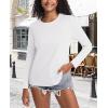 imageMAGCOMSEN Womens LongSleeve CrewNeck Cotton TShirt ClassicFit Shirt Soft Breathable Casual Tee Basic TopsWhite