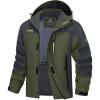 imageMAGCOMSEN Mens Hooded Windproof Water Resistant Rain Jacket Windbreaker 5 Pockets for HikingFishingTravelArmy Green