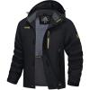 imageMAGCOMSEN Mens Hooded Windproof Water Resistant Rain Jacket Windbreaker 5 Pockets for HikingFishingTravelBlack