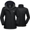 imageMAGCOMSEN Womens 3 in 1 Ski Jacket Water Resistant Winter Snow Coat Warm Fleece Lined Windproof Hiking Rain OutwearBlack