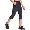 imageMAGCOMSEN Womens Capri Pants UPF 50 Lightweight Hiking Cargo Capri Joggers Quick Dry Golf Summer Pants with 5 PocketsDark Grey