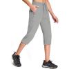 imageMAGCOMSEN Womens Capri Pants UPF 50 Lightweight Hiking Cargo Capri Joggers Quick Dry Golf Summer Pants with 5 PocketsLight Grey