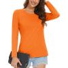 imageMAGCOMSEN Womens LongSleeve CrewNeck Cotton TShirt ClassicFit Shirt Soft Breathable Casual Tee Basic TopsOrange