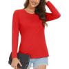 imageMAGCOMSEN Womens LongSleeve CrewNeck Cotton TShirt ClassicFit Shirt Soft Breathable Casual Tee Basic TopsTomato Red