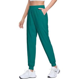 imageMAGCOMSEN Joggers for Women High Waisted Golf Pants with Zipper Pockets Quick Dry Lightweight Hiking Travel Workout PantsEgreen