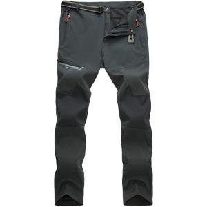 imageMAGCOMSEN Mens Hiking Pants QuickDry Water Resistant Reinforced Knee 4 Zip Pockets Outdoor Work PantsDark Grey