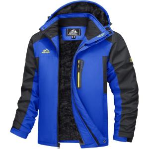 imageMAGCOMSEN Mens Winter Coats Water Resistant Snow Ski Jacket Fleece Lined Parka 5 PocketsBlue