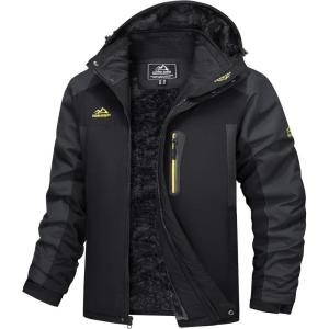 imageMAGCOMSEN Mens Winter Coats Water Resistant Snow Ski Jacket Fleece Lined Parka 5 PocketsDark Grey
