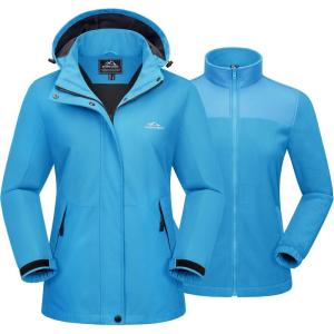 imageMAGCOMSEN Womens 3 in 1 Ski Jacket Water Resistant Winter Snow Coat Warm Fleece Lined Windproof Hiking Rain OutwearMoonorchid