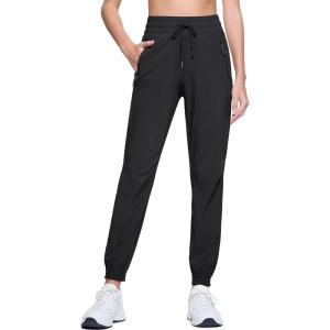 imageMAGCOMSEN Womens Hiking Pants Lightweight Quick Dry Water Resistant Joggers with Pockets Athletic Travel OutdoorBlack