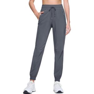 imageMAGCOMSEN Womens Hiking Pants Lightweight Quick Dry Water Resistant Joggers with Pockets Athletic Travel OutdoorDark Grey