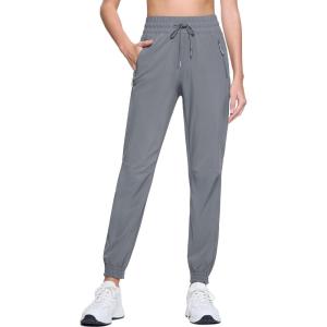imageMAGCOMSEN Womens Hiking Pants Lightweight Quick Dry Water Resistant Joggers with Pockets Athletic Travel OutdoorLight Grey
