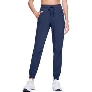 imageMAGCOMSEN Womens Hiking Pants Lightweight Quick Dry Water Resistant Joggers with Pockets Athletic Travel OutdoorNavy