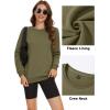 imageMAGCOMSEN Womens Fleece Lined Sweatshirt Crewneck Cotton Pullover Fall Casual Long Sleeve Warm TopsArmy Green