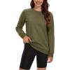 imageMAGCOMSEN Womens Fleece Lined Sweatshirt Crewneck Cotton Pullover Fall Casual Long Sleeve Warm TopsArmy Green