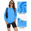 imageMAGCOMSEN Womens Fleece Lined Sweatshirt Crewneck Cotton Pullover Fall Casual Long Sleeve Warm TopsAzure