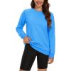 imageMAGCOMSEN Womens Fleece Lined Sweatshirt Crewneck Cotton Pullover Fall Casual Long Sleeve Warm TopsAzure