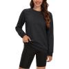 imageMAGCOMSEN Womens Fleece Lined Sweatshirt Crewneck Cotton Pullover Fall Casual Long Sleeve Warm TopsBlack