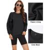 imageMAGCOMSEN Womens Fleece Lined Sweatshirt Crewneck Cotton Pullover Fall Casual Long Sleeve Warm TopsBlack