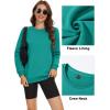 imageMAGCOMSEN Womens Fleece Lined Sweatshirt Crewneck Cotton Pullover Fall Casual Long Sleeve Warm TopsEmerald Green