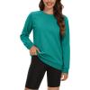 imageMAGCOMSEN Womens Fleece Lined Sweatshirt Crewneck Cotton Pullover Fall Casual Long Sleeve Warm TopsEmerald Green