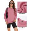 imageMAGCOMSEN Womens Fleece Lined Sweatshirt Crewneck Cotton Pullover Fall Casual Long Sleeve Warm TopsGrey Pink