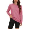 imageMAGCOMSEN Womens Fleece Lined Sweatshirt Crewneck Cotton Pullover Fall Casual Long Sleeve Warm TopsGrey Pink