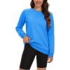 imageMAGCOMSEN Womens Fleece Lined Sweatshirt Crewneck Cotton Pullover Fall Casual Long Sleeve Warm TopsIce Blue