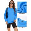 imageMAGCOMSEN Womens Fleece Lined Sweatshirt Crewneck Cotton Pullover Fall Casual Long Sleeve Warm TopsIce Blue