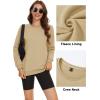 imageMAGCOMSEN Womens Fleece Lined Sweatshirt Crewneck Cotton Pullover Fall Casual Long Sleeve Warm TopsKhaki