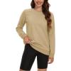 imageMAGCOMSEN Womens Fleece Lined Sweatshirt Crewneck Cotton Pullover Fall Casual Long Sleeve Warm TopsKhaki