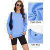 imageMAGCOMSEN Womens Fleece Lined Sweatshirt Crewneck Cotton Pullover Fall Casual Long Sleeve Warm TopsLight Blue