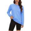 imageMAGCOMSEN Womens Fleece Lined Sweatshirt Crewneck Cotton Pullover Fall Casual Long Sleeve Warm TopsLight Blue