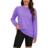 imageMAGCOMSEN Womens Fleece Lined Sweatshirt Crewneck Cotton Pullover Fall Casual Long Sleeve Warm TopsLight Purple