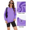 imageMAGCOMSEN Womens Fleece Lined Sweatshirt Crewneck Cotton Pullover Fall Casual Long Sleeve Warm TopsLight Purple