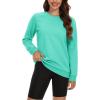 imageMAGCOMSEN Womens Fleece Lined Sweatshirt Crewneck Cotton Pullover Fall Casual Long Sleeve Warm TopsMint Green