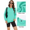 imageMAGCOMSEN Womens Fleece Lined Sweatshirt Crewneck Cotton Pullover Fall Casual Long Sleeve Warm TopsMint Green