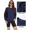 imageMAGCOMSEN Womens Fleece Lined Sweatshirt Crewneck Cotton Pullover Fall Casual Long Sleeve Warm TopsNavy