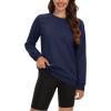 imageMAGCOMSEN Womens Fleece Lined Sweatshirt Crewneck Cotton Pullover Fall Casual Long Sleeve Warm TopsNavy