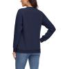 imageMAGCOMSEN Womens Fleece Lined Sweatshirt Crewneck Cotton Pullover Fall Casual Long Sleeve Warm TopsNavy