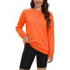 imageMAGCOMSEN Womens Fleece Lined Sweatshirt Crewneck Cotton Pullover Fall Casual Long Sleeve Warm TopsOrange