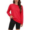imageMAGCOMSEN Womens Fleece Lined Sweatshirt Crewneck Cotton Pullover Fall Casual Long Sleeve Warm TopsTomato Red