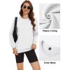 imageMAGCOMSEN Womens Fleece Lined Sweatshirt Crewneck Cotton Pullover Fall Casual Long Sleeve Warm TopsWhite